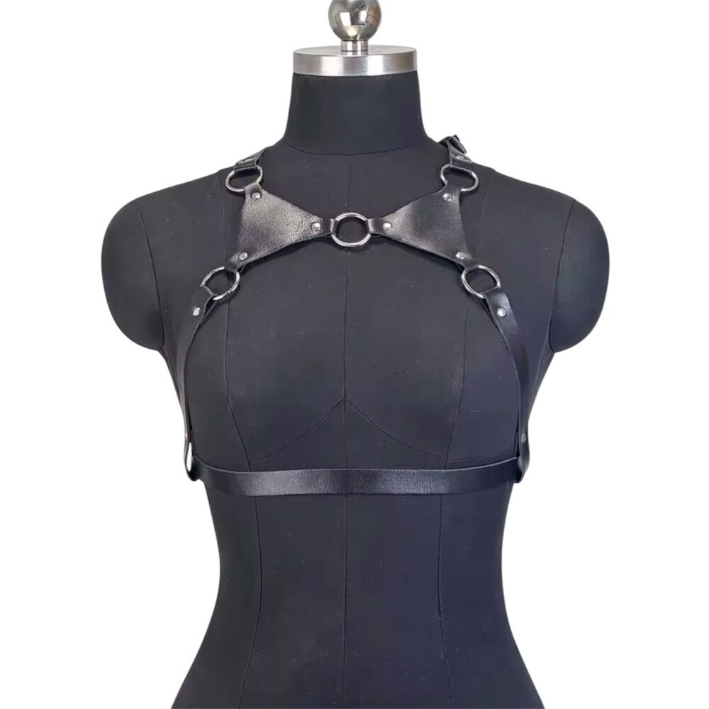 PU Leather Cage Bra Harness Chest Bra Harness